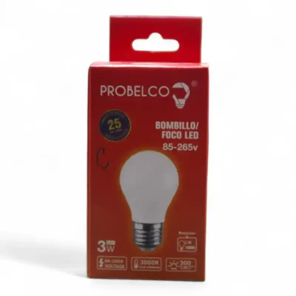 BOMBILLO PROBELCO LED LUZ BLANCA 3W GL-029A (BOX 100) - Imagen 2